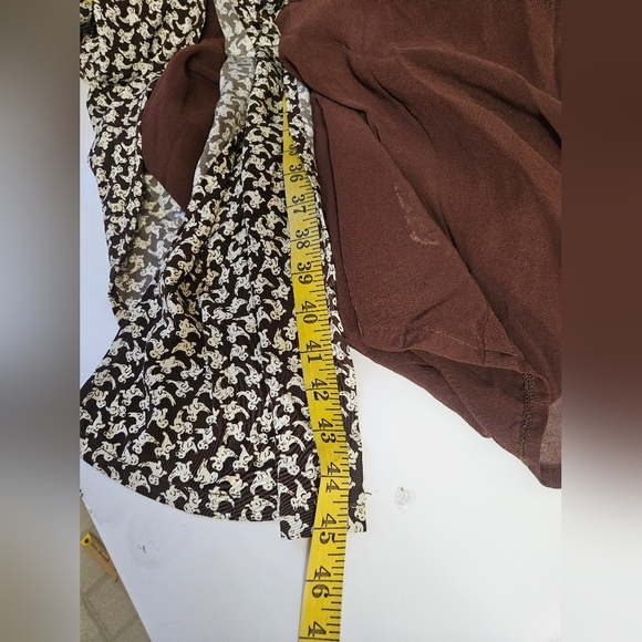 Women's Unbranded Brown and Cream Lace-Up Dress Size S Vintage  Shoulder Pad 70S - Picture 10 of 11